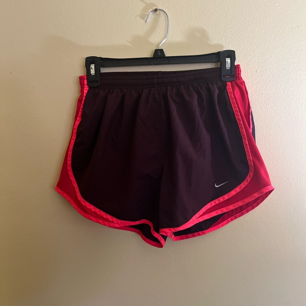 Nike Women's Maroon and Pink Running Shorts Size Small